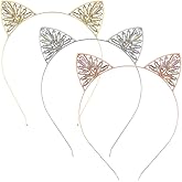 NODG 3 Pieces Crystal Cat Ears Headbands Rhinestone Cat Ear Tiaras for Women Gold Hair Hoop Women Girls Kids Party Decoration Headdress Cosplay Costume Head wear