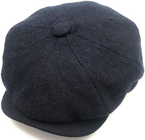 Hats of London Mens Newsboy Cap 8 Panel Blue Herringbone Baker Boy Flat Cap.
