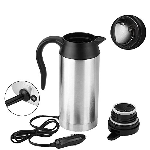 12V 750ml Stainless Steel Car Electric Heating Mug Drinking Cup Travel Kettle for Water Tea Coffee Milk - Thumbnail 3