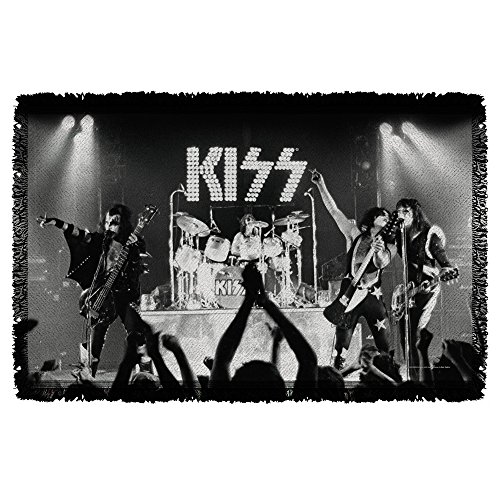 KISS - Live On Stage - Woven Throw Blanket Tapestry
