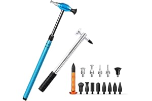 LadyRosian 16PCS Car Paintless Dent Repair Tools Aluminum Dent Hammer with Knock Down Head Tap Kit Leveling Telescopic Hammer