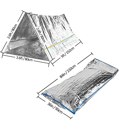 image for PAMASE Emergency Survival Tube Shelter Tent for 2 Adults + 2 PCS Mylar