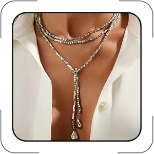 Long Layered Necklace for Women Adjustable Multi-Way Pearl & Beaded Double Strand Y Style Jewelry Dainty Statement Chain – Bo