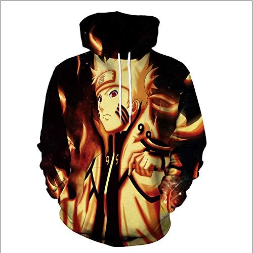Zcbm Neutral Long Sleeve Hoodie 3D Anime Printed Cartoon Halloween Skull Uzumaki Naruto Pullover Hooded Sweater Coat Cosplay Sweatshirt Pullover,C,XL