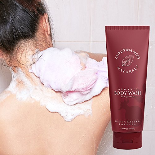 Body Wash - Body Soap - Made With Organic & Natural Ingredients - Body Cleanser For Women & Men - Soothing, Non Itch - Bath & Shower - No Harmful Chemicals - 8oz, Pomegranate - Christina Moss Naturals