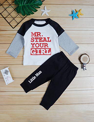 Toddler Baby Boy Clothes Short Sleeve Funny Letter Sweatshirt Top + Camouflage Shorts Summer Breathable Outfit Set (A-Black, 2-3 T)