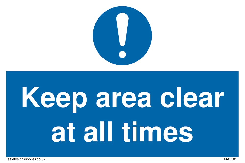 Pack of five - Keep area clear at all times Sign - 150x100mm - A6L