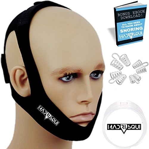 Anti Snoring Chin Strap Devices and Nose Vent Set | Snoring Solution | Comfortable Stop Snore Stopper Aids for Men and Woman | Sleep Adjustable Straps to Shut Mouth | No Roncar Jaw Support | Madrisqui