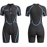 Seaskin Mens 3mm Shorty Wetsuit Womens, Full Body Diving Suit Front Zip Wetsuit for Diving Snorkeling Kayaking Swimming
