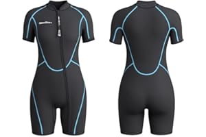 Seaskin Mens 3mm Shorty Wetsuit Womens, Full Body Diving Suit Front Zip Wetsuit for Diving Snorkeling Kayaking Swimming