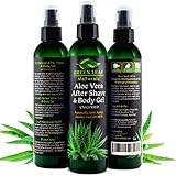 Aloe Vera After Shave & Body Gel - Unscented - Naturally Anti-Aging Derma-Fuel for Men by Green Leaf Naturals - 99.8% Organic - Pump Dispenser Included - 8 Ounces