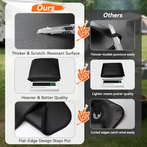 Tismels Rectangle 102 x 150 cm Fire Retardant Mat, Reusable Outdoor Barbecue Mat, Fireproof Fireplace Mat, Double-Sided Fireproof BBQ Mat for Patio and Terrace,