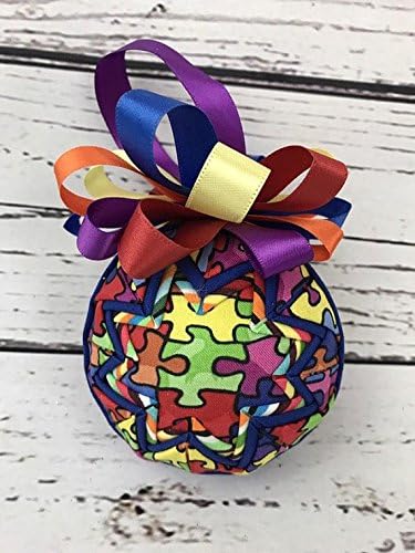 Autism Awareness puzzle piece fabric quilted ornament