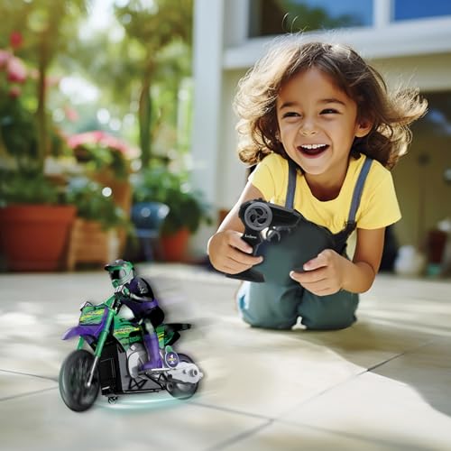 LEXiBOOK RC18, Crosslander Radio Road Motorcycle, up to 12km/h, Perfect Balance, Light Effects, Crazy skids, Fast Acceleration, Ergonomic Remote Control, Rechargeable