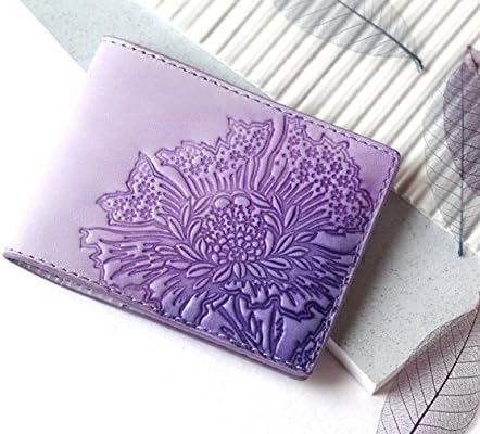 Personalized leather credit card holder / Lavender leather card wallet for women