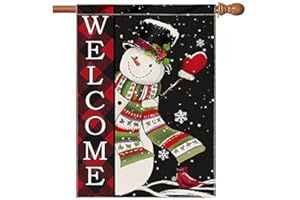 Hexagram Christmas Flag 28 x 40 Double Sided, Christmas Garden Flags for Outside, Winter Snowman Yard Flag Welcome Home Decor Outdoor