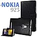 YESOO8482; Nokia Lumia 925 Folio Leather Case Flip Cover and Stand (Black)