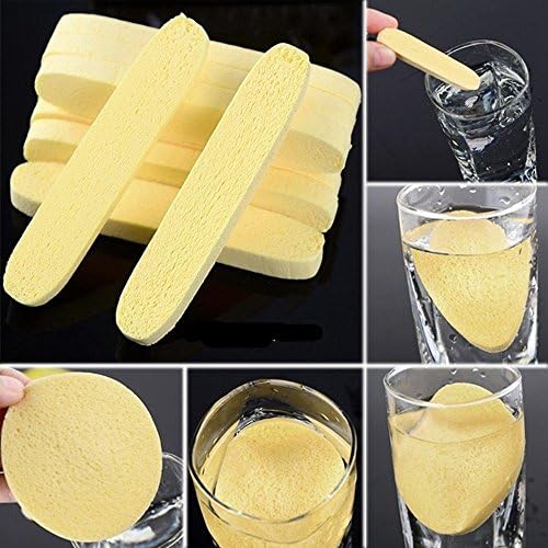sumanee Pad 12PCS New Compressed Face Cleansing Wash Mat Foam Sponge Puff Stick Yellow