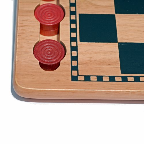 WE Games Solid Wood Checkers Set - Red & Black Traditional Style with Grooves for Wooden Pieces