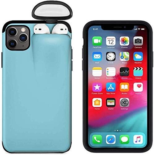 2 in 1 Phone Case for iPhone Xs Max Case and for AirPods, Green Liquid Silicone Rubber Gel Case Slim Fit Hard Protective Shockproof Cover with Wireless Headset Set Protection