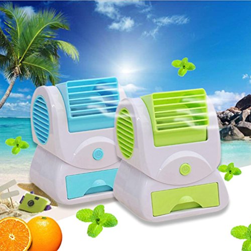 Hometom Mini Portable Air Conditioner, Desktop USB Rechargeable Small Fan Personal Space Cooler (Green)
