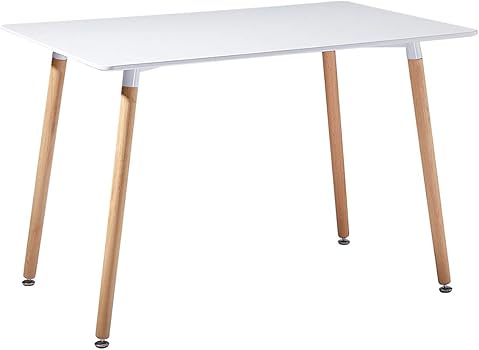 baroni tavolo bianco da pranzo in legno. scrivania da ufficio con gambe in legno 120x70x72cm b083m2kgkn