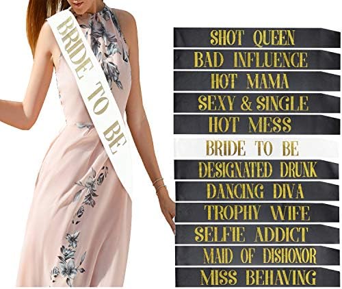 12pcs Bachelorette Party Sashes,Unique Bride Tribe Sashes for Bachelorette Party, Bridal Shower and Hen Party Decorations