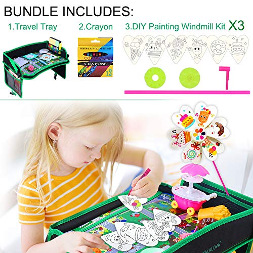 Car Seat Travel Tray, ZALALOVA Kids Waterproof Travel Tray Car Organizer with Sturdy Play Table Road Design Enables Snack Play Learn Drawing for Christmas Children Car Seats Strollers & Air Travel - Thumbnail 4