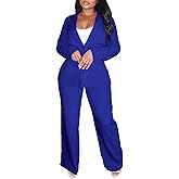Elainone Pant Suits for Women Professional 2 Piece Outfits Solid Color Button Down Business Casual Blazer Sets