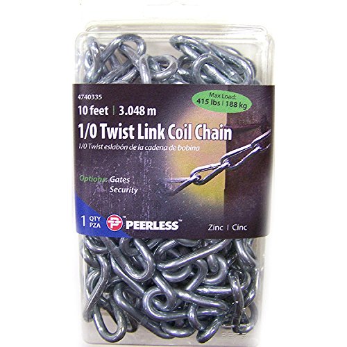 1/0 Twist Link Coil Metal Chain 10 Feet Max Load 415 lbs for gates