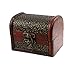WIWAPLEX Wooden Jewelry Box, Retro Wood Handmade Box, Vintage Metal Lock Wooden Storage Box, Bronze Tone Embossed Flower Old Style Wooden Jewelry Box Case, Rustic Mini Box/Photography Props