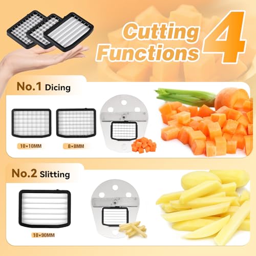 NEWTRY 4-in-1 Pro Electric Vegetable Slicer Apple Dice Kitchen | Stainless Steel Dice Slicer Slicer Interchangeable Blade Durable High Efficiency Restaurant Kitchen
