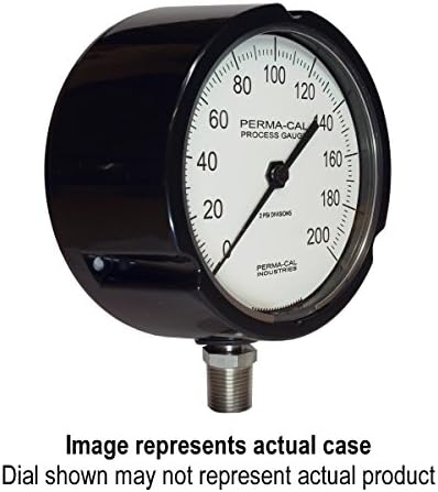 Pressure Gauge, Direct Drive Design, Process, 0-400 psi, 4.5" Dial, Black Turret, 1/2 NPT Bottom | PN: 121TIB08A23