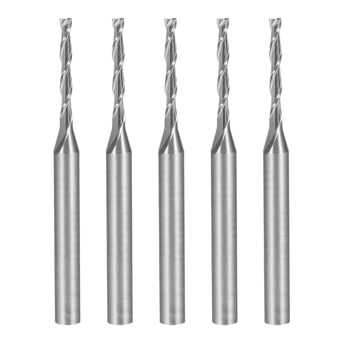 sourcingmap 5PCS 1/8" Shank 1.5mm x 12mm Carbide End Mill CNC Router Bits 2 Flute Milling Bit for Acrylic PVC MDF Wood