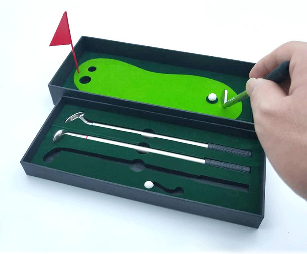 JUNTAO Mini Golf Club Putter Ballpoint Pen Golfers Gift Box Set Desktop Decor for School Supplies Golf accessories (C)