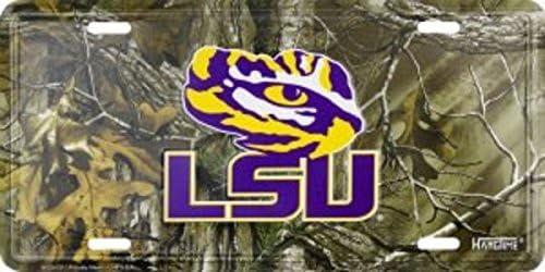 Dixie LSU Louisiana State Tigers Woodland Metal License Plate