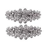 Frcolor 2pcs Crystal Bridal Hair Clip Retro Silver Hairpin Rhinestone Hair Barrette