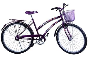 Bicicleta Feminina Aro 26 Susi Violeta com Paralamas, Bagageiro e Cestinha - Dalannio Bike