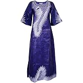 HD African Bazin Riche Maxi Dress for Woman Traditional Embroidery Dashiki Dresses with Head Wraps