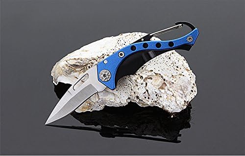 Military Folding Pocket Army Knife Survival Multi Tool Stainless Steel Blade, 5 Inch Folded (Blue)