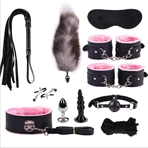 GLUSa Romance Purple 11 PCS Nylon Leather Special Bundled Binding Set Toy Suit Performance Props for Sex Jeans (Color : Pink)