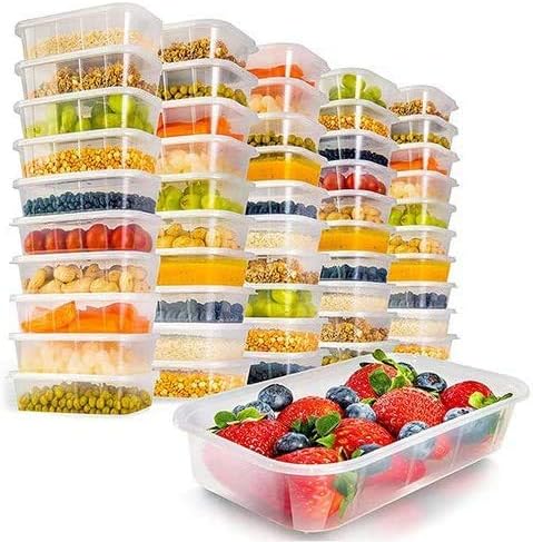 Z-Enterprise: 50 X 650ml Plastic Containers with Lids, 50 Pack Food Storage Containers with Lids, Microwave