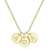 M MOOHAM Valentines Gifts for Her Teen Girls - Two Initial Necklaces for Women 14K-Gold-Plated Disc Letter Necklace Relationship Jewelry Valentines Gifts for Kids Women Mom Daughter Wife