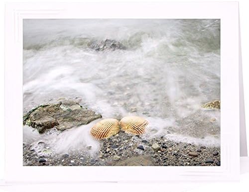 Artisan Greeting Card of shell couple on beach - frameable metallic photo