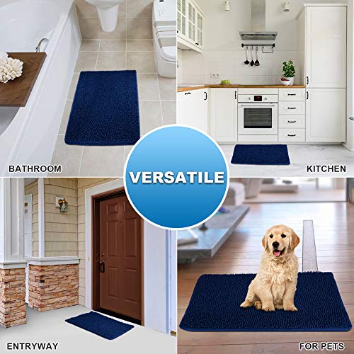 Secura Housewares Soft Microfiber Bathroom Rugs, 20 x 32 Inches Non Slip Bath Mat for Door, Bathroom & Kitchen with Water Absorbent, Machine Washable (Blue)
