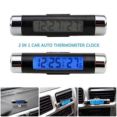 MASO Car Temperature Clock Universal Auto Dashboard Digital Clocks with Blacklight and LCD Screen Adjustable Vehicle Temperature Gauge Support 12h/24h transformation modes
