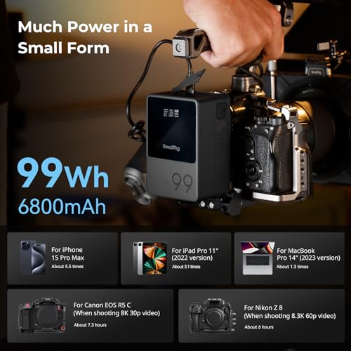 SMALLRIG V Mount Battery VB99, 99Wh / 6800mAh V Lock Battery with 100W Output, 2H Full Charge, with USB-C, D-TAP, USB-A, Dual DC Port, OLED Screen, for Camera, Camcorder, Monitor, Video Light - 3580B