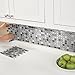 Collections Etc Multi-Colored Adhesive Mosaic Backsplash Tiles for Kitchen and Bathroom - Set of 6, Black and White