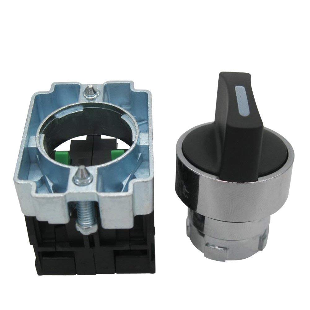 Taiss 2Pcs 22mm Selector Switch 2 NO 3 Positions Maintained Latching Rotary Selector Switch 440V 10A XB2-20X/31-HB2-BD33 - Image 4