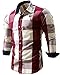 JoJoJoy Men's Casual Long Sleeve Plaid Button Down Shirt Contrast Color Block Pattern